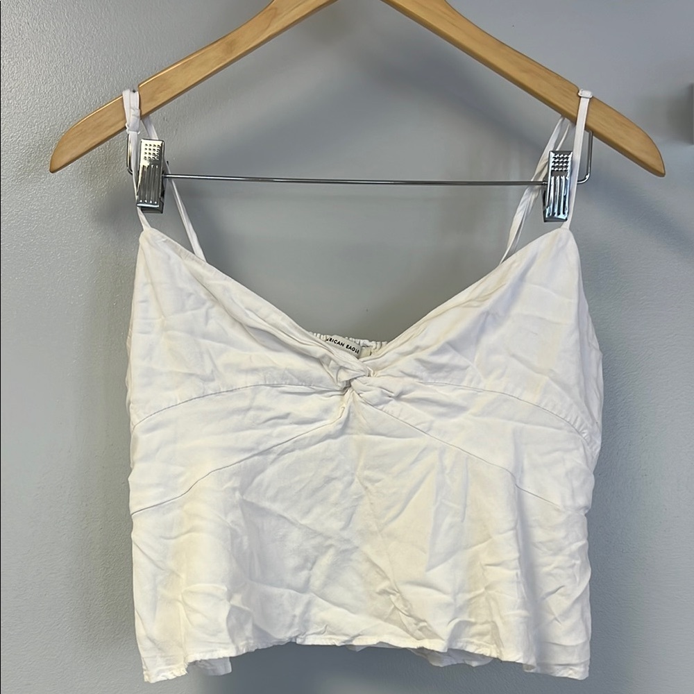 American Eagle Outfitters WhiteRuched Camisole Top Sz Lrg